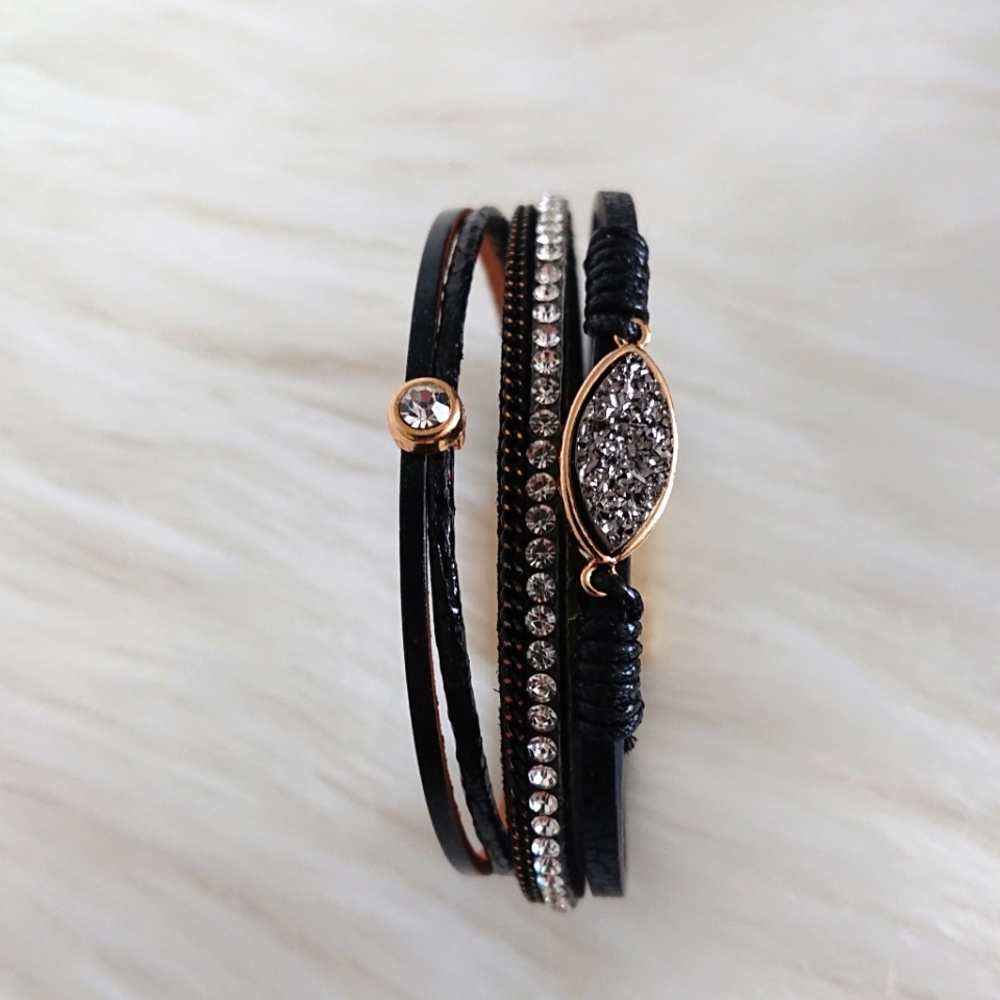 Grey Druzy Layered Bracelet